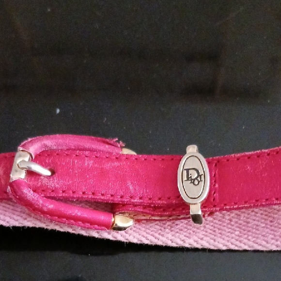 Dior Pink Textured Belt with Silver Hardware Sz.small - Picture 1 of 3
